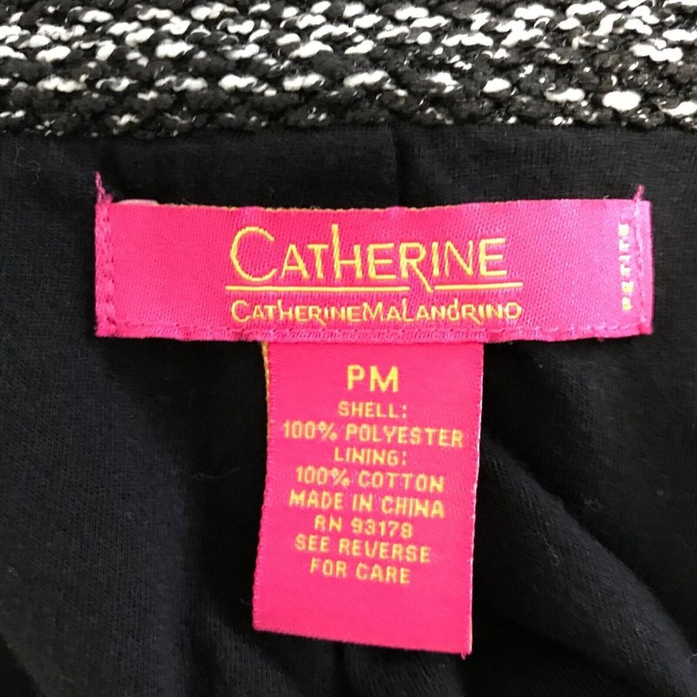 Catherine Malandrino Tweed Knit Blazer Jacket Size PM Petite Medium Gray Black - Picture 9 of 11